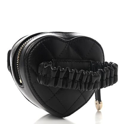 Chanel Lambskin Quilted CC In Love Heart Zipped Arm Coin Purse Black 3 of 8