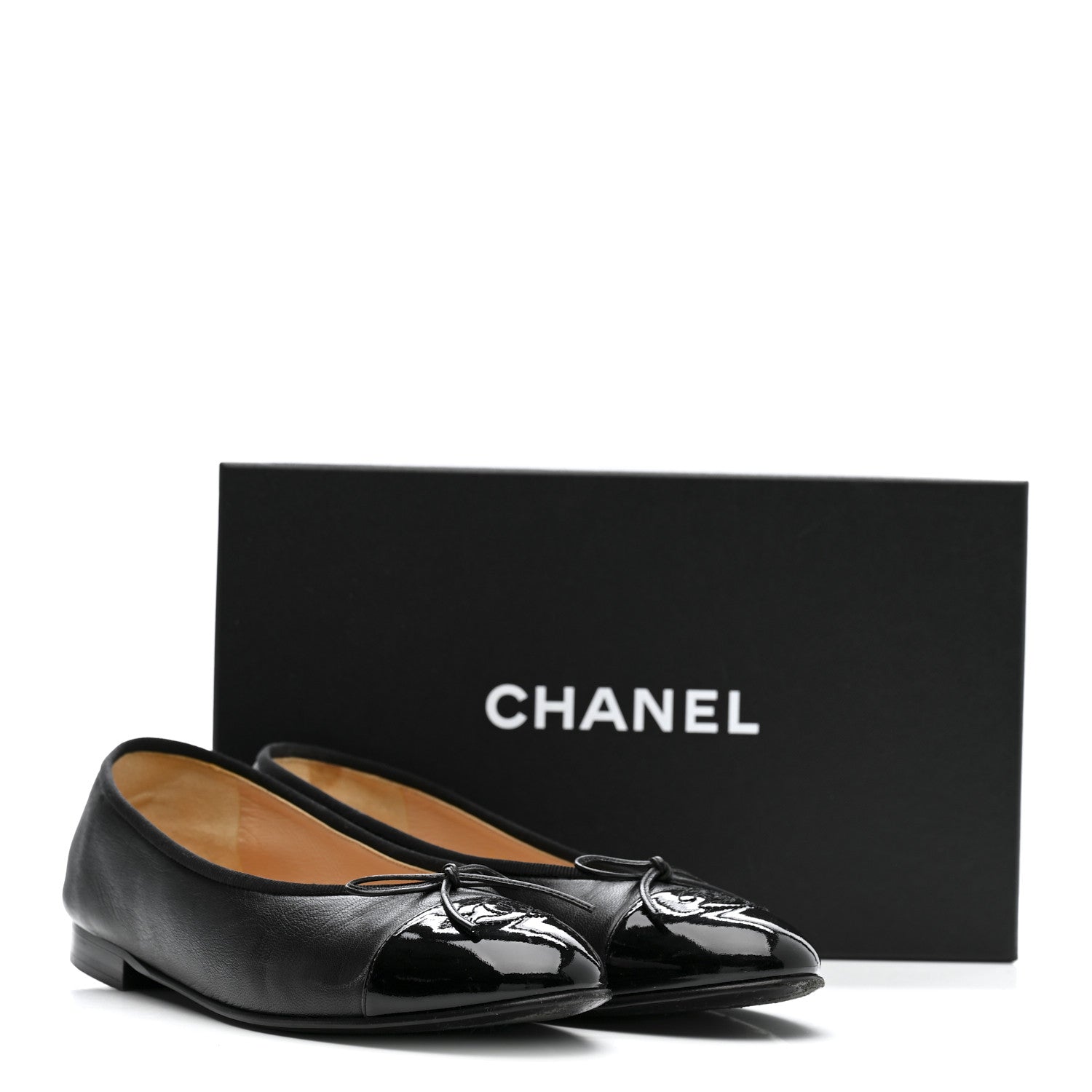 Chanel Lambskin Patent Cap Toe Ballerina Flats 39.5 Black 18 of 18