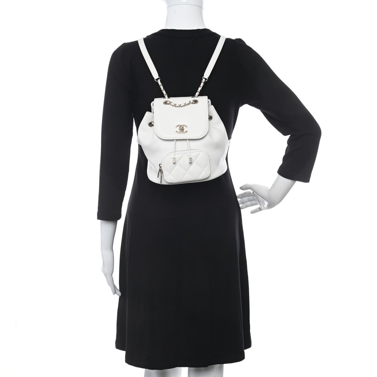 Caviar Quilted Mini Business Affinity Backpack White