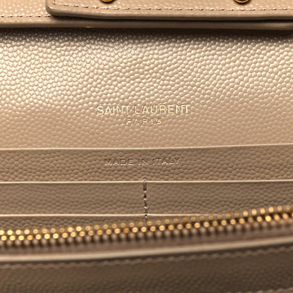 Saint Laurent Grain De Poudre Matelasse Chevron Monogram Chain Wallet Nude Powder 7 of 10