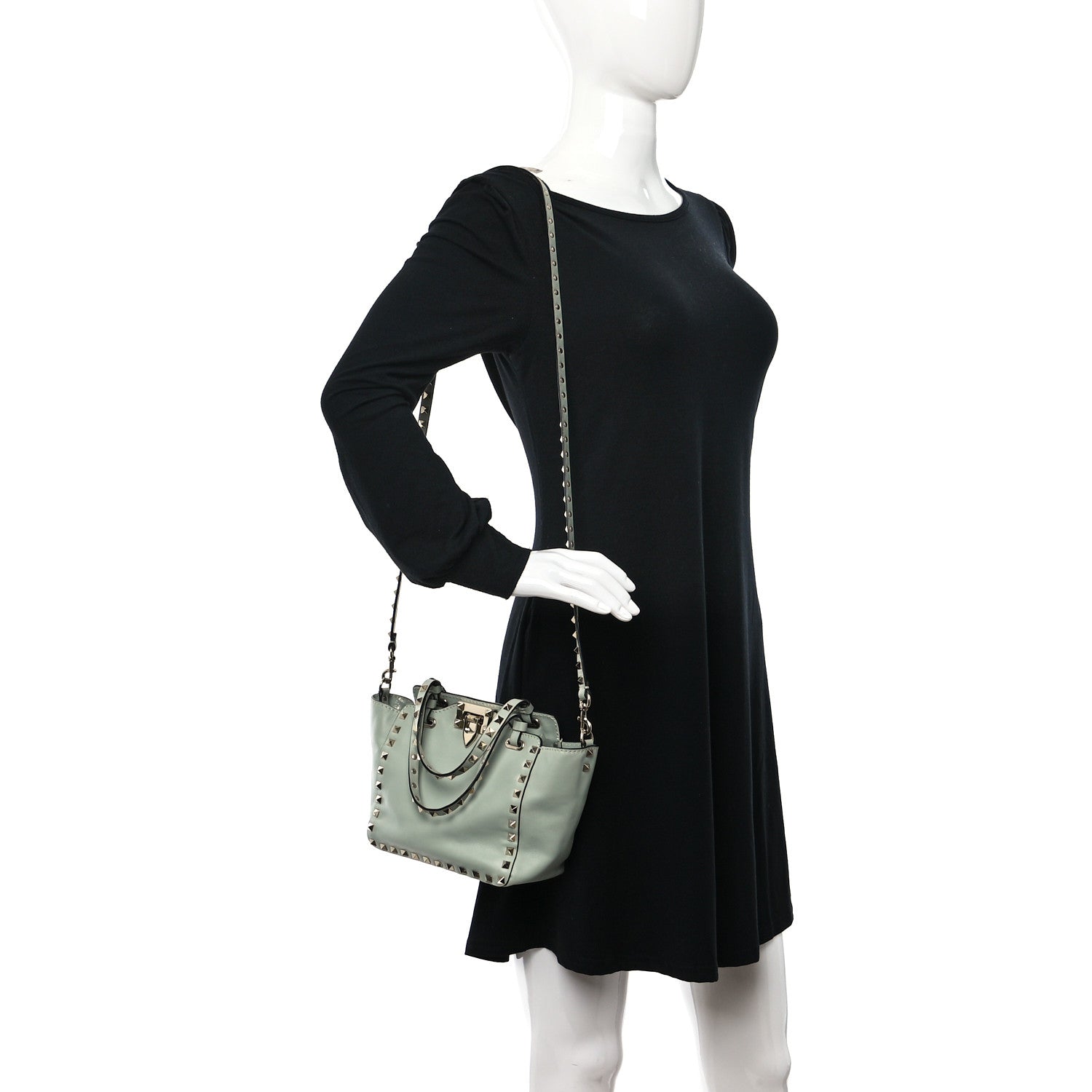Valentino Garavani Vitello Mini Rockstud Tote Green Tea Sorbet 2 of 9