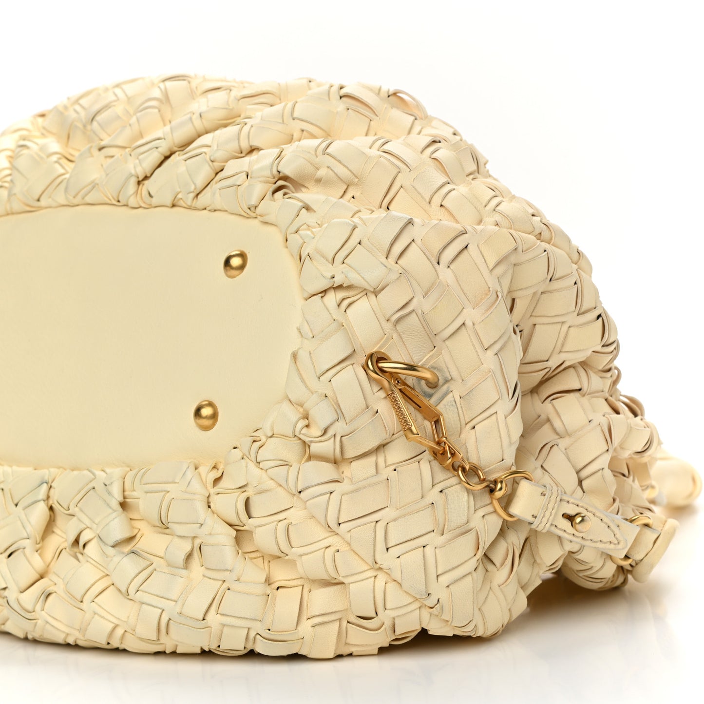 Nappa Woven Top Handle Satchel Beige