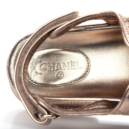 Chanel Iridescent Lambskin Quilted Velcro Dad Sandals 41 Light Bronze 6 of 9