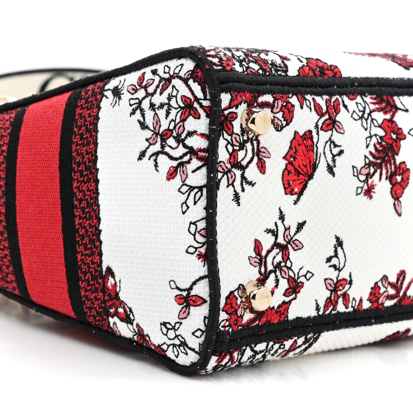 Canvas Le Coeur En Fleurs Embroidered Medium Lady D-Lite White Multicolor