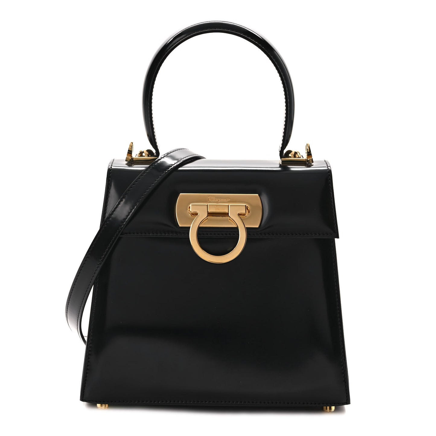 Brushed Off Calfskin Iconic Top Handle Bag Black