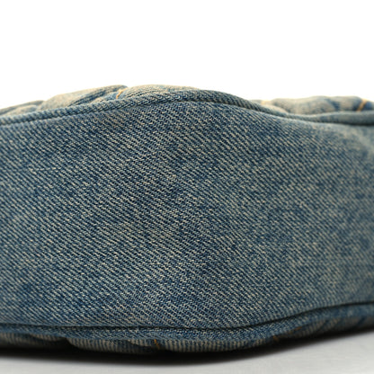 Saint Laurent Denim Matelasse Quilted Summer Embroidered Classic Monogram Camera Bag Blue 10 of 11