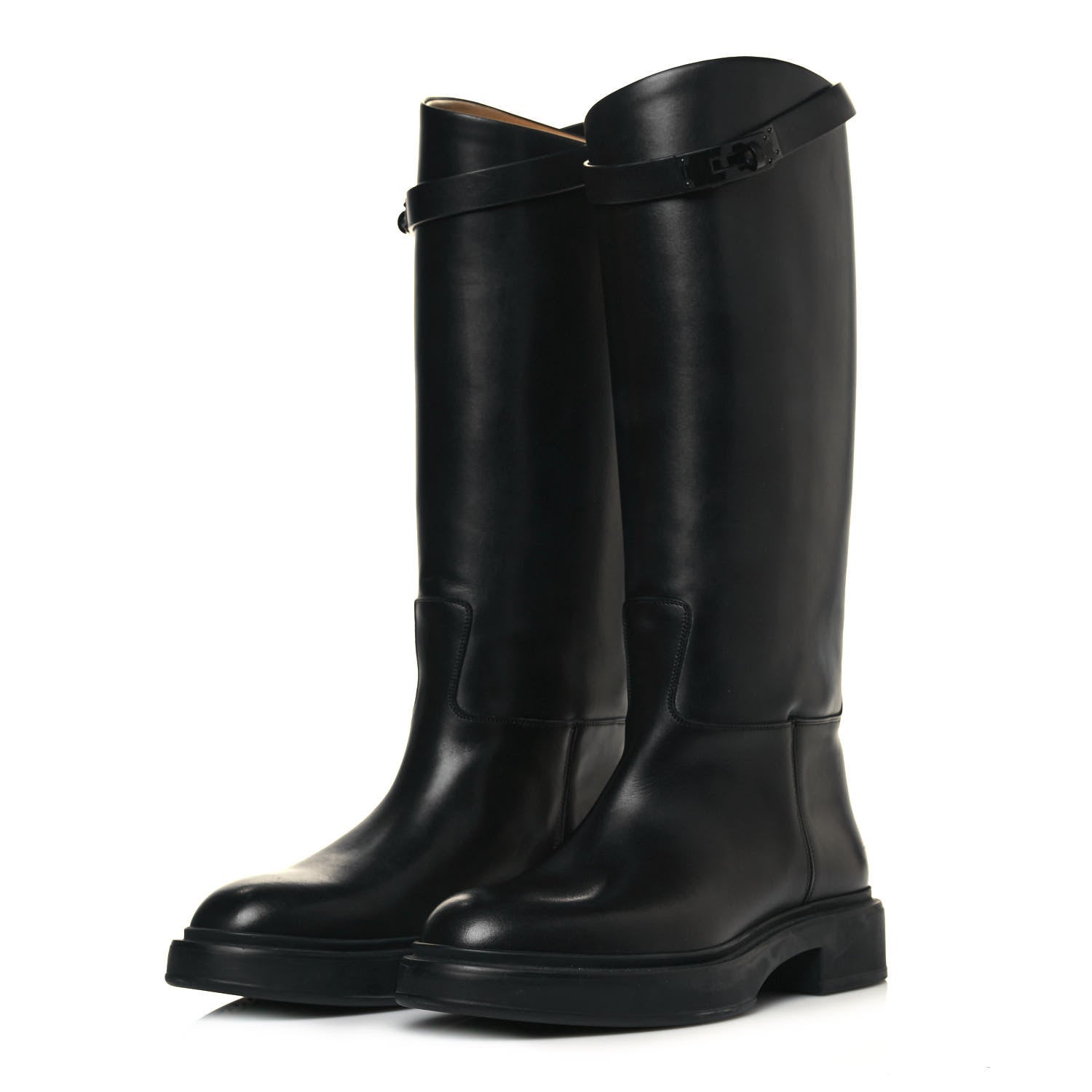 Hermes Calfskin Variation Monochromatic Boots 36 Black 3 of 9