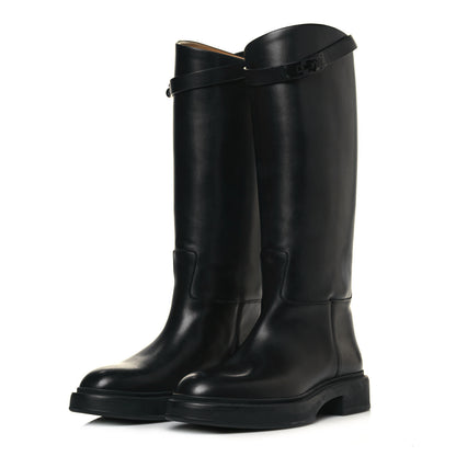 Hermes Calfskin Variation Monochromatic Boots 36 Black 3 of 9