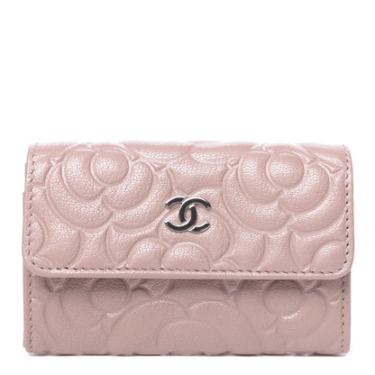Chanel Goatskin Camellia Embossed Card Holder Wallet Light Pink 1 of 9