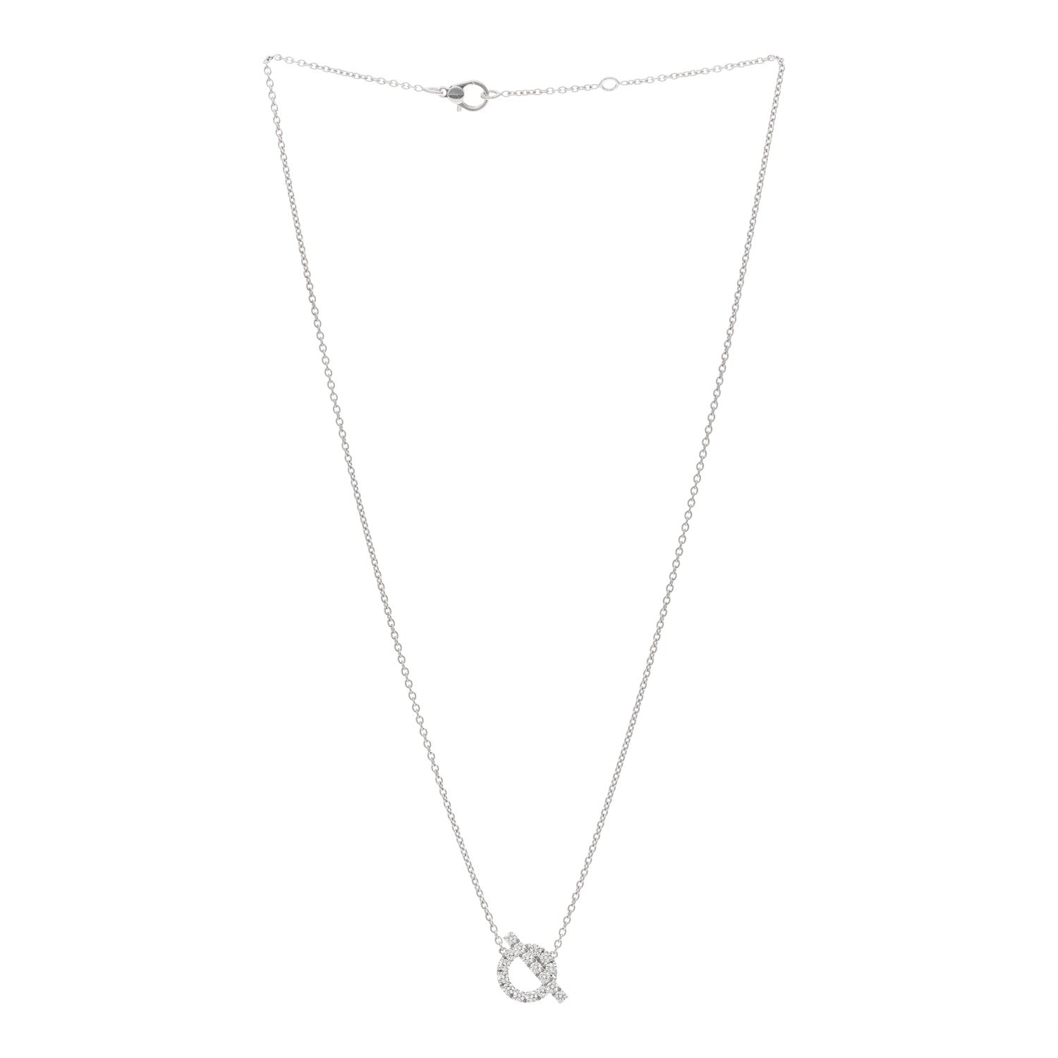 Hermes 18K White Gold Diamond Finesse Pendant Necklace 3 of 5