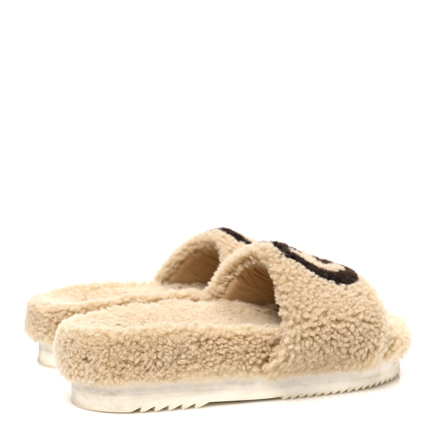 Gucci Shearling Womens Eileen Slide Sandals 37 Cocoa Butterscotch 5 of 10