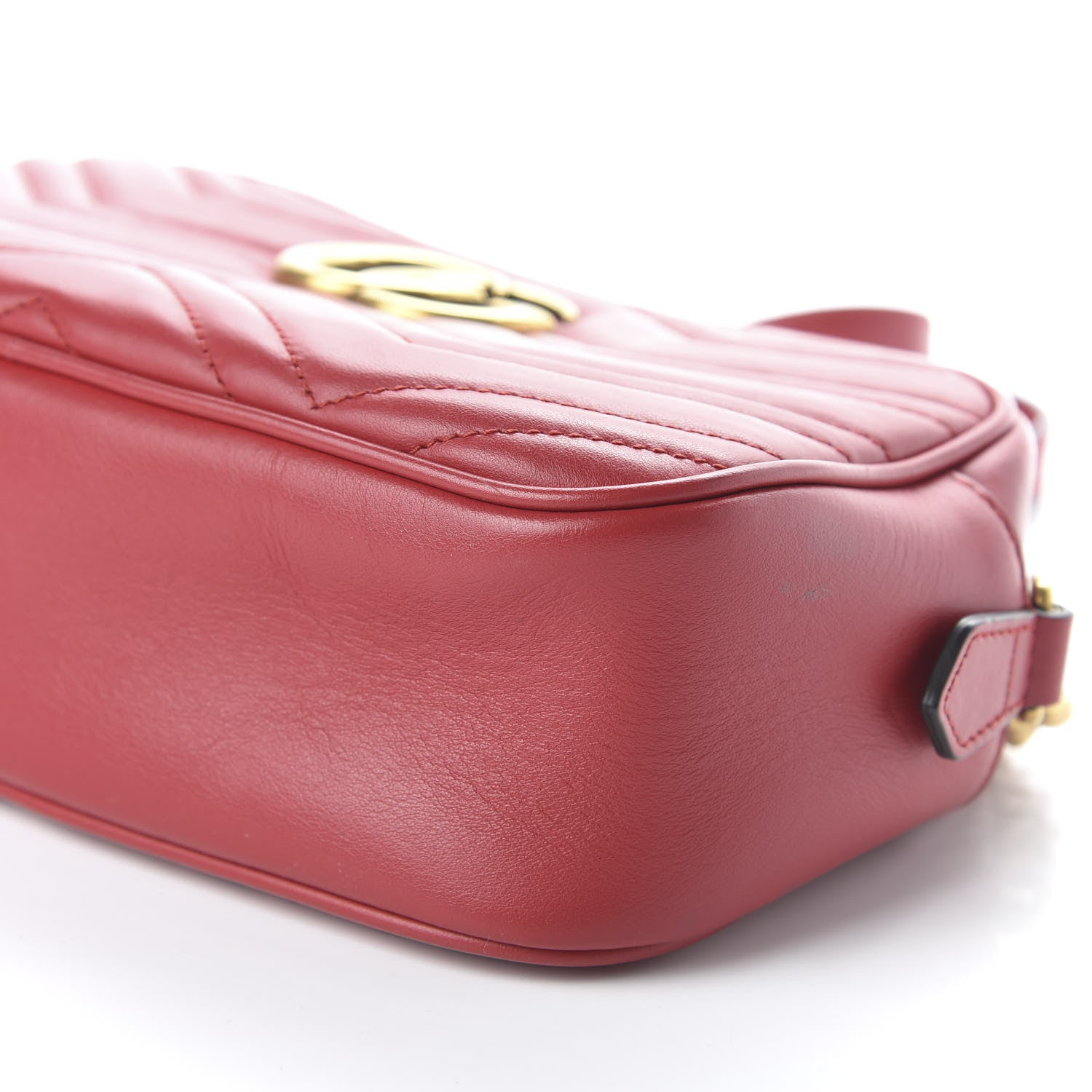 Gucci Calfskin Matelasse Small GG Marmont Chain Shoulder Bag Hibiscus Red 7 of 10