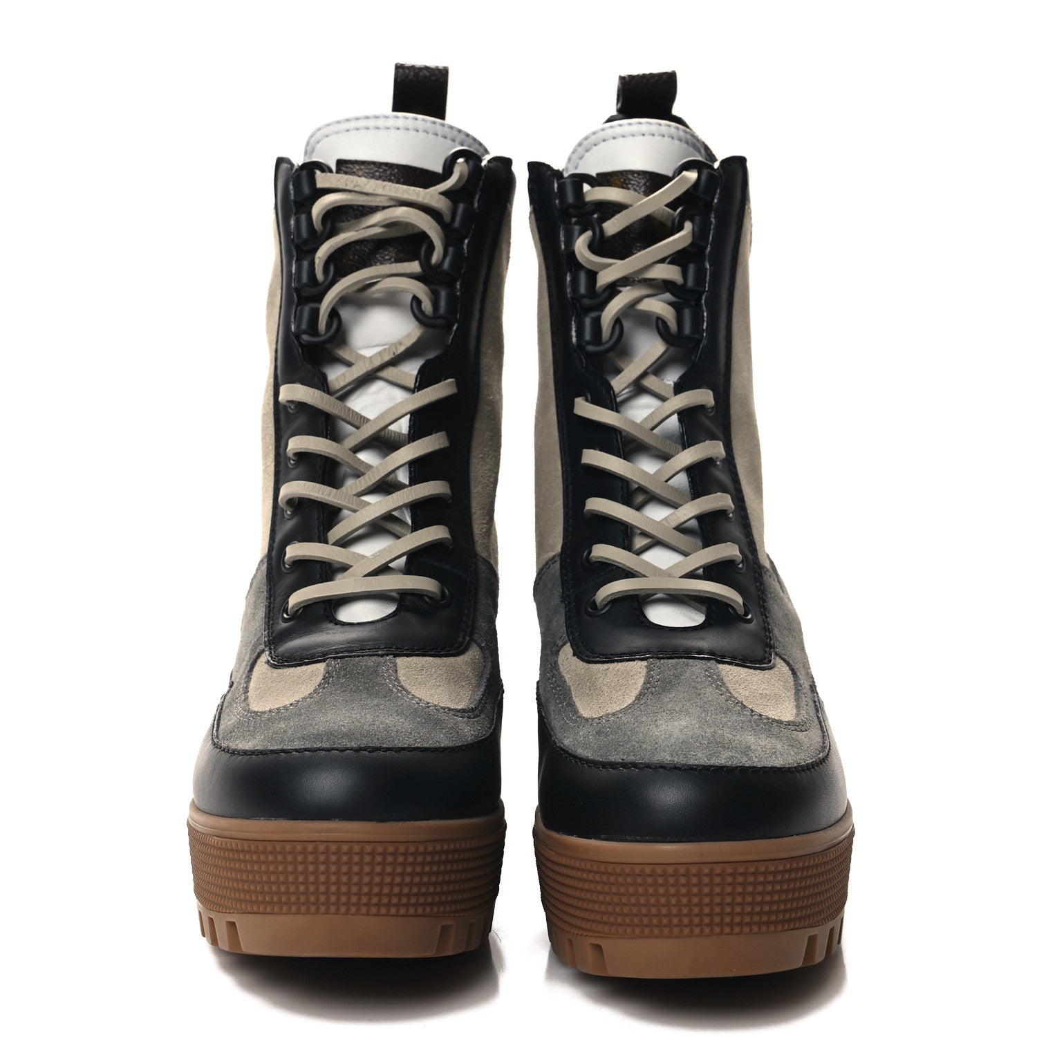 Louis Vuitton Suede Calfskin Monogram Platform Desert Boots 37 Dark Gray 2 of 8
