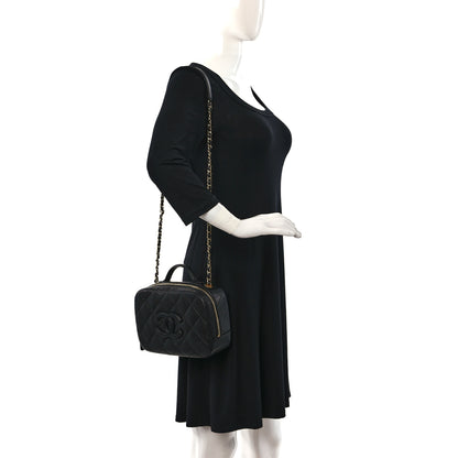 Chanel Caviar Quilted CC Top Handle Vanity Case Black 2 of 9
