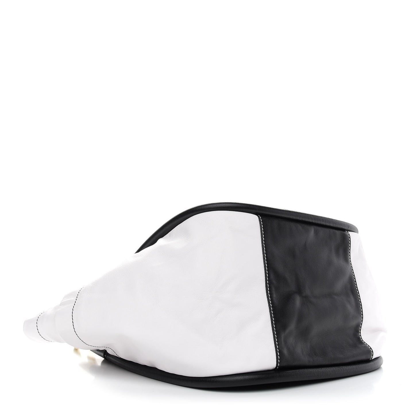 Nappa Colorblock Side Pockets Tote Black White