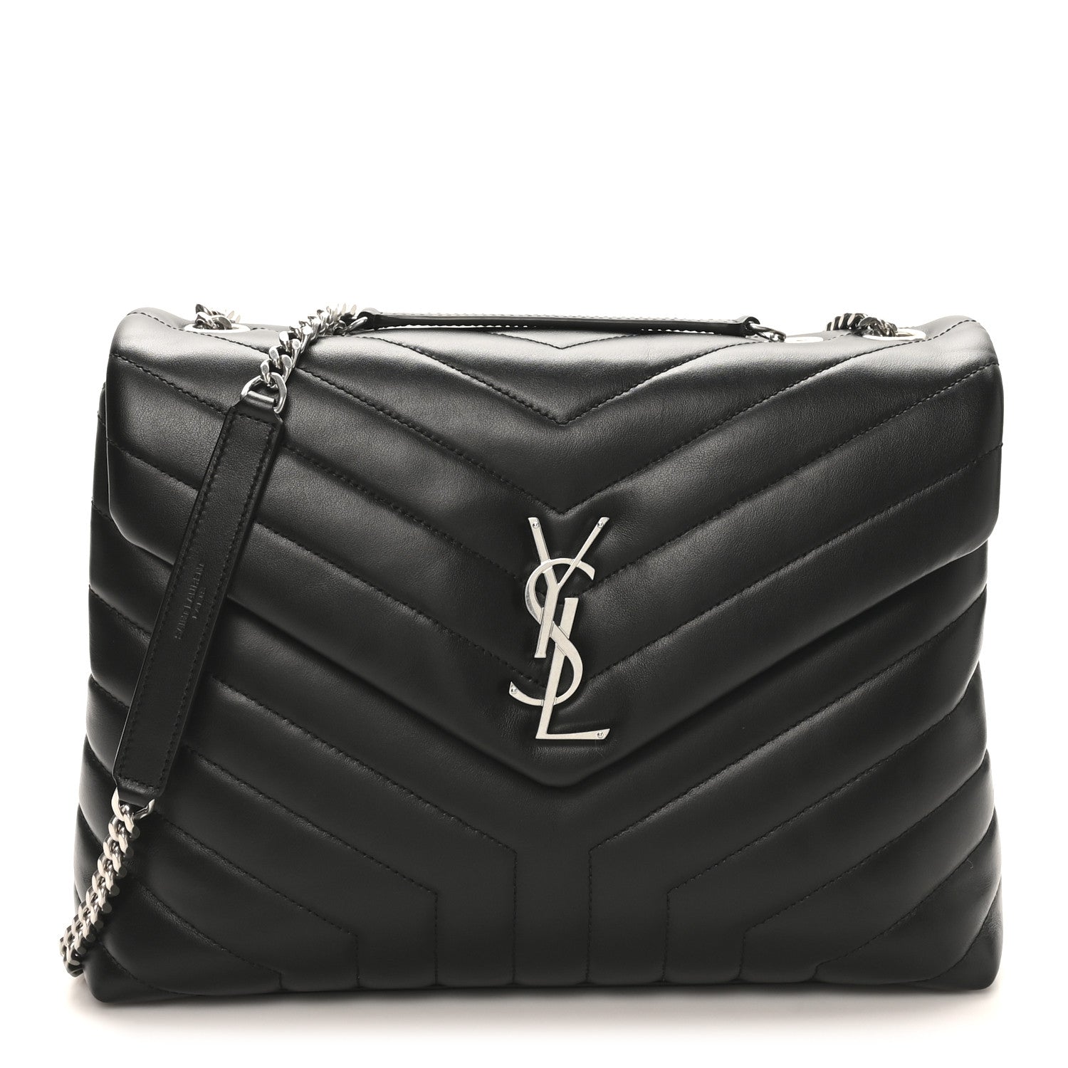 Saint Laurent Calfskin Y Quilted Monogram Medium Loulou Chain Satchel Black 1 of 10
