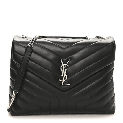 Saint Laurent Calfskin Y Quilted Monogram Medium Loulou Chain Satchel Black 1 of 10