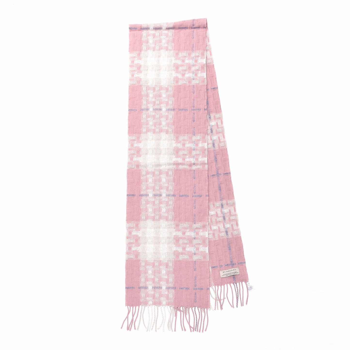 Merino Wool Cashmere Check Scarf Pink