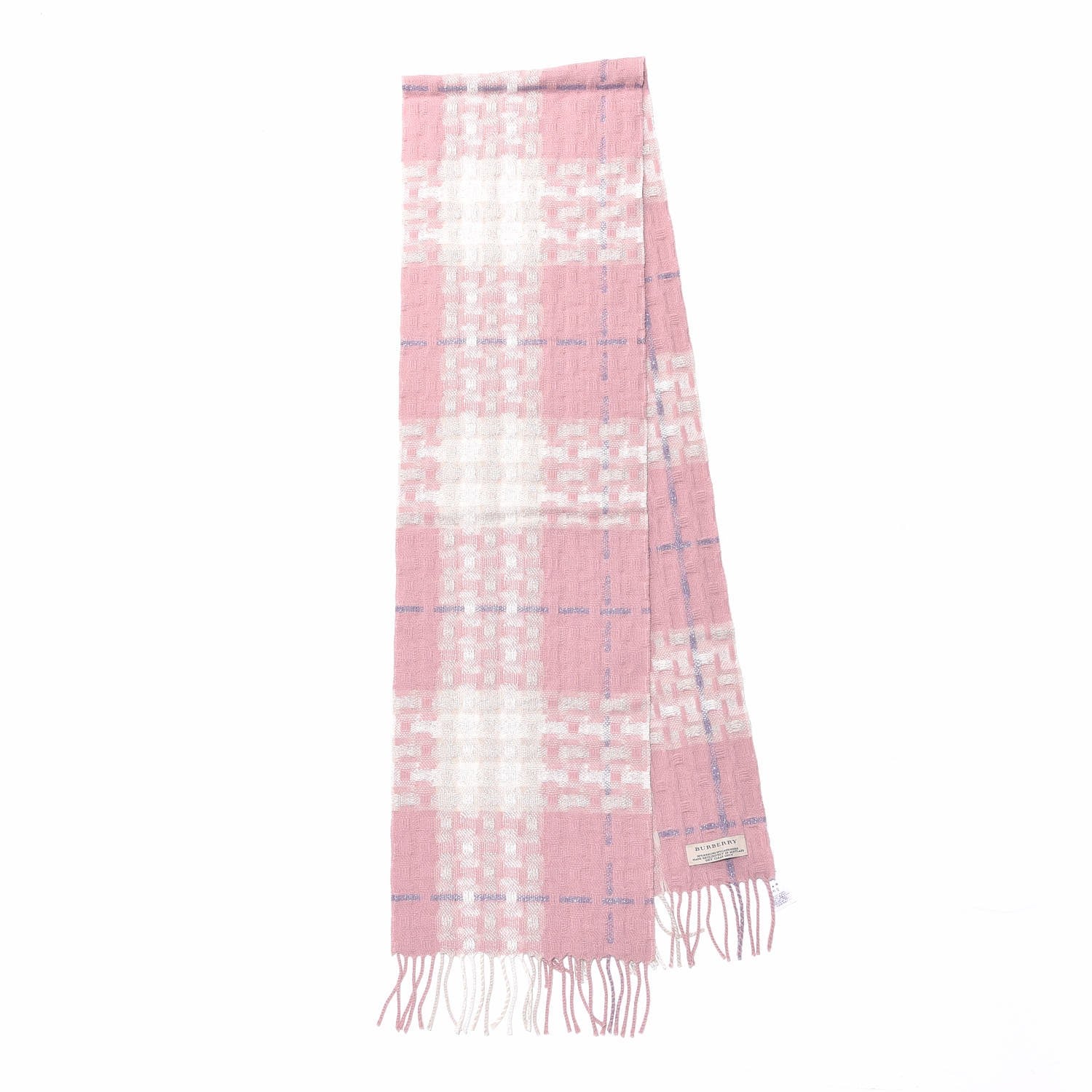 Burberry Merino Wool Cashmere Check Scarf Pink 3 of 6