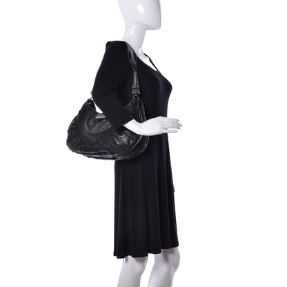 Christian Dior Lambskin Plisse Pleated Shoulder Bag Black 2 of 9