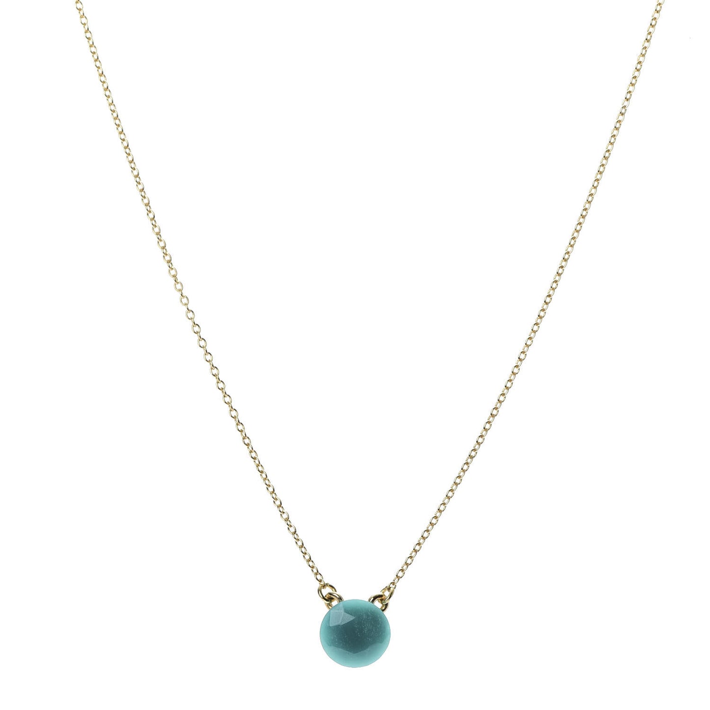 18K Yellow Gold Turquoise Elsa Peretti 1 Carat Pendant Necklace