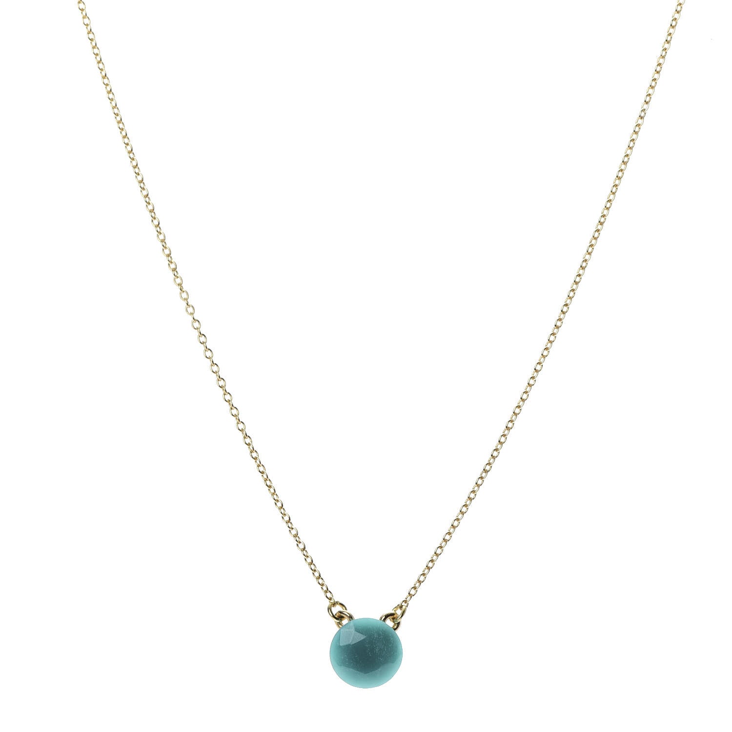 Tiffany 18K Yellow Gold Turquoise Elsa Peretti 1 Carat Pendant Necklace 1 of 5