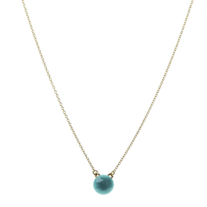 Tiffany 18K Yellow Gold Turquoise Elsa Peretti 1 Carat Pendant Necklace 1 of 5