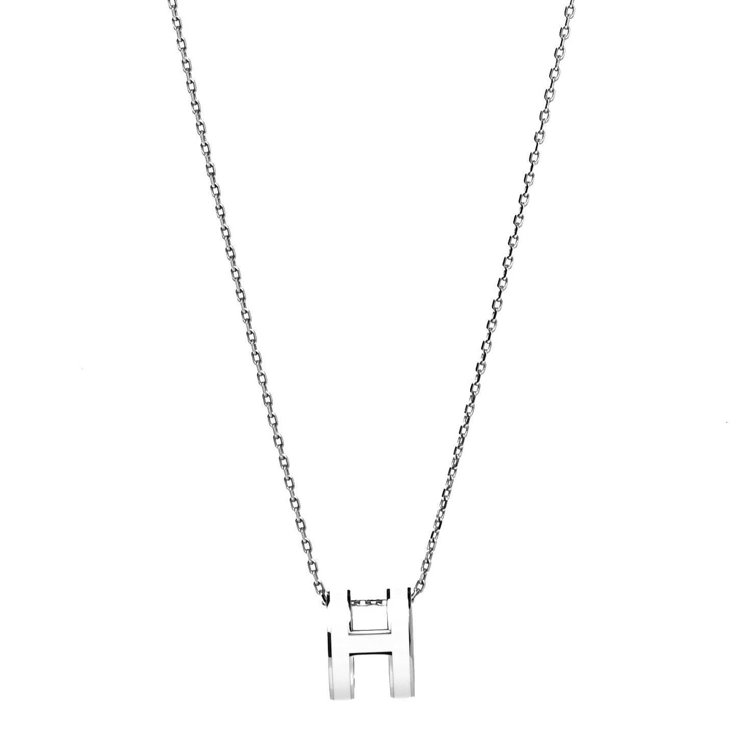 Lacquered Palladium Pop H Pendant Necklace White