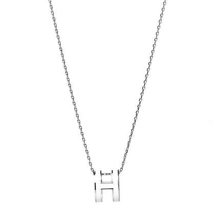 Hermes Lacquered Palladium Pop H Pendant Necklace White 1 of 5