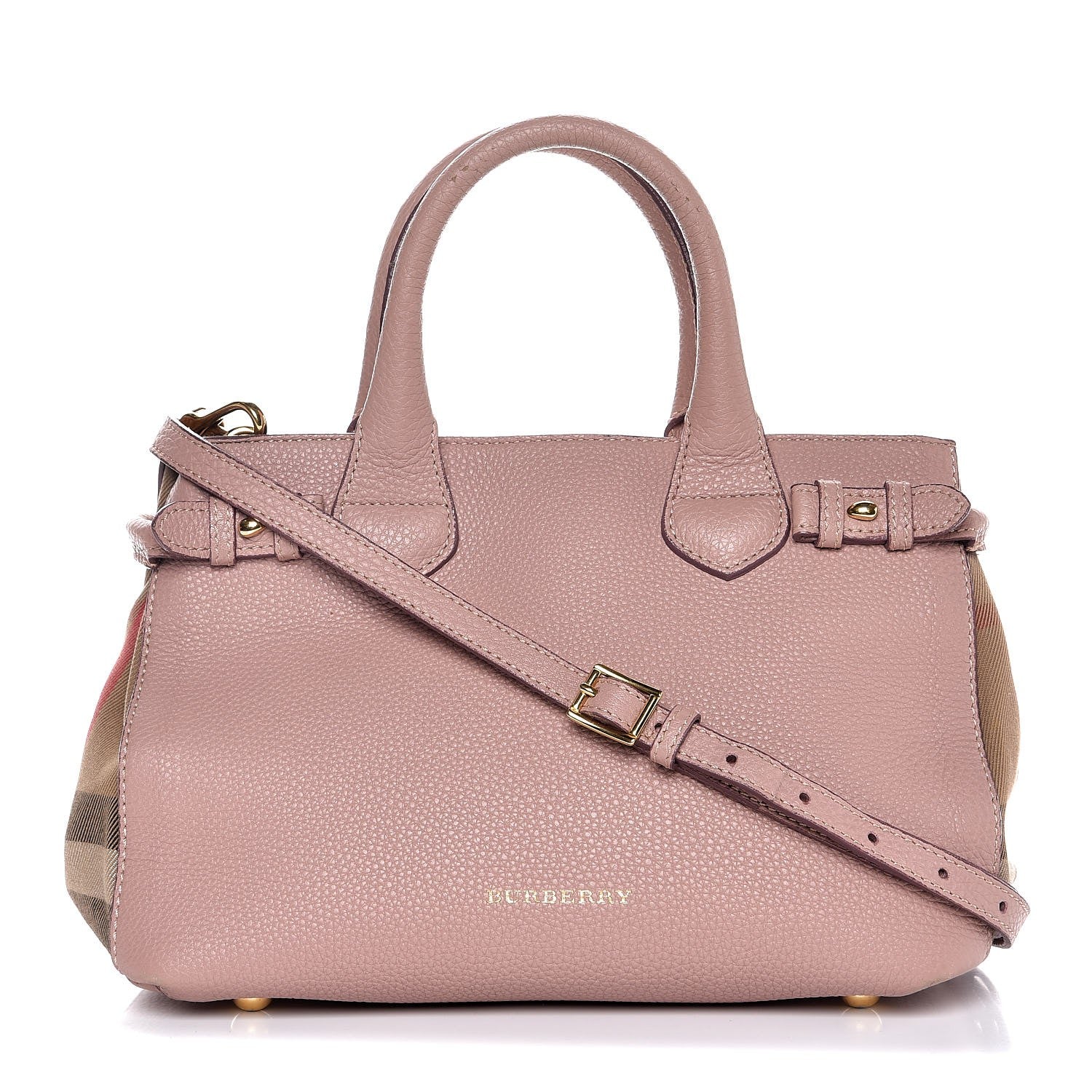 Burberry Grainy Calfskin House Check Small Banner Tote Pale Orchid 1 of 13
