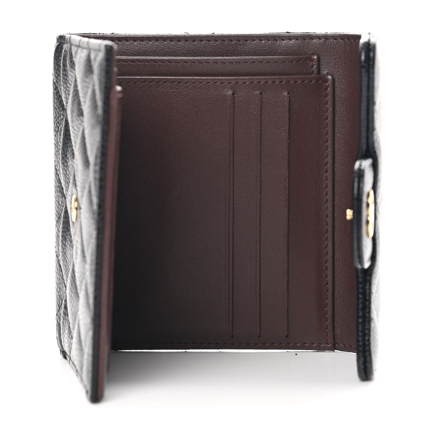 Caviar Quilted Compact Flap Wallet Black