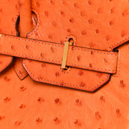 Hermes Ostrich Birkin 35 Orange 29 of 35