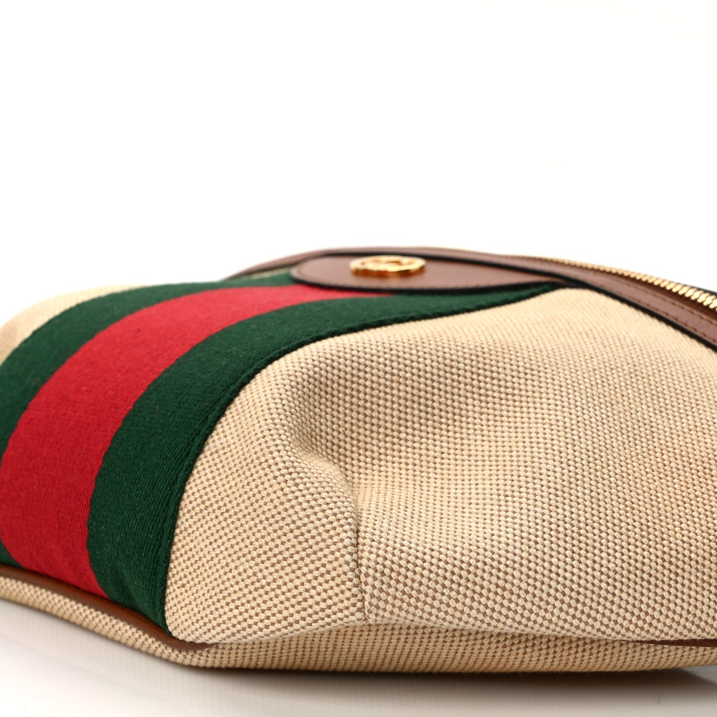 Vintage Canvas Web Belt Bag Sand Cuir