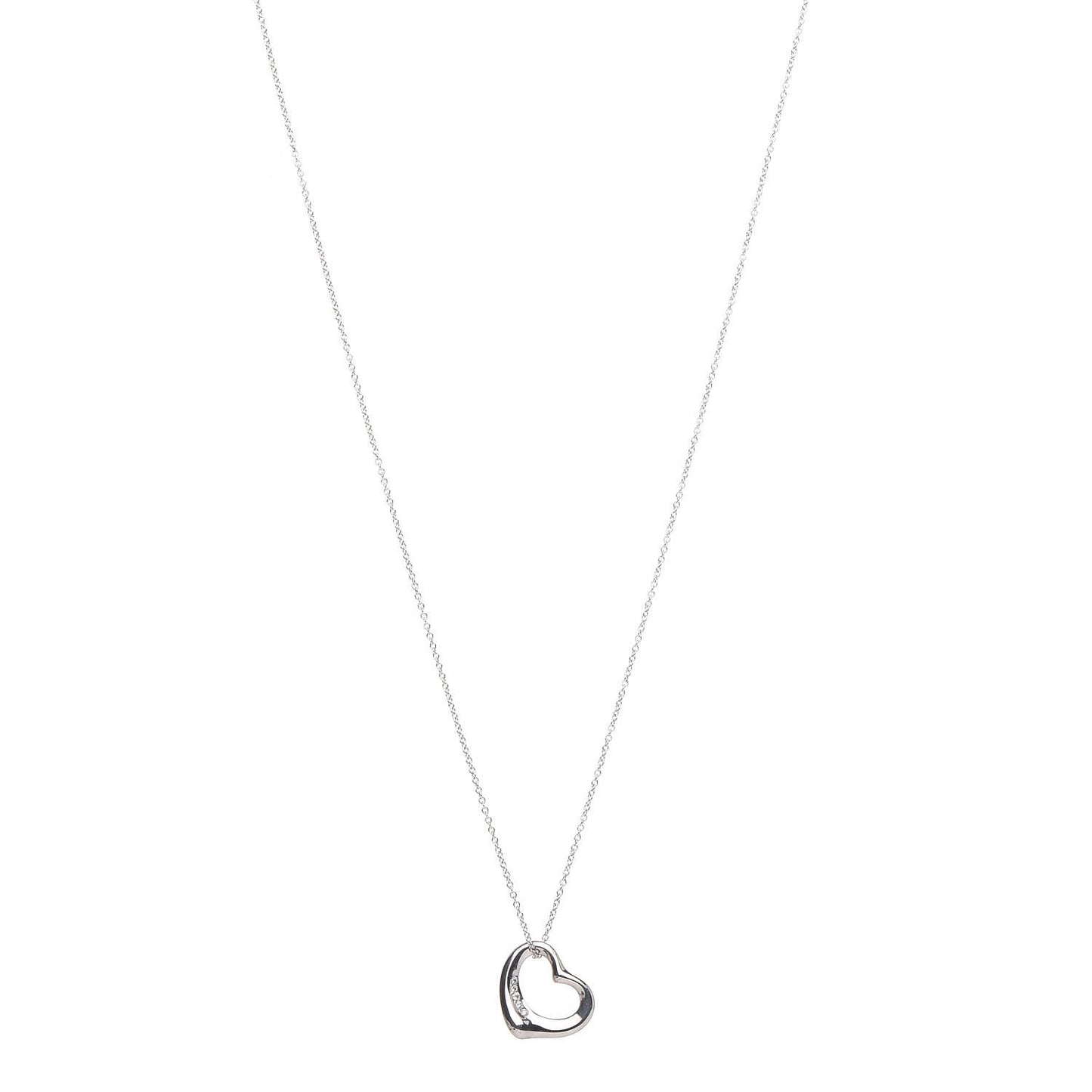 Platinum Diamond Elsa Peretti Open Heart Pendant Necklace