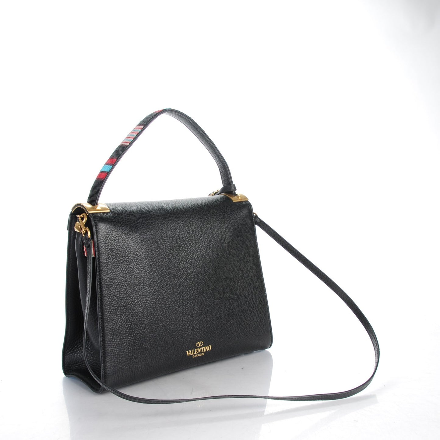 Grained Calfskin Beaded My Rockstud Frame Bag Black