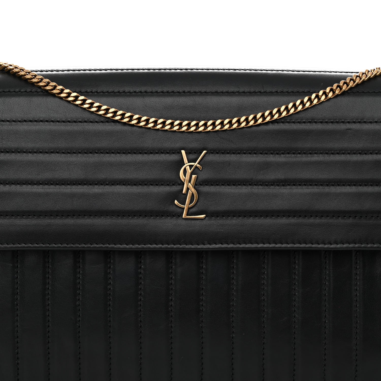 Saint Laurent Calfskin Matelasse Victoire Chain Wallet Black 7 of 9