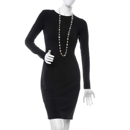 Chanel Crystal Pearl CC Long Necklace Silver 2 of 5