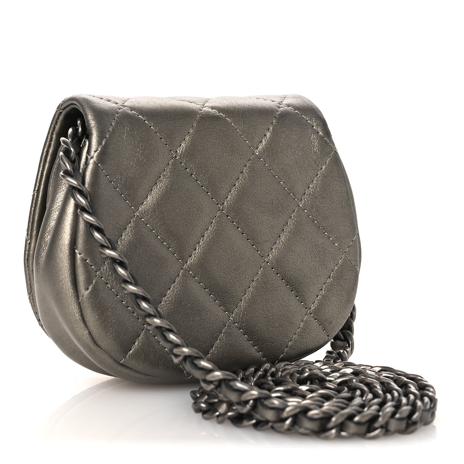 Chanel Metallic Calfskin Quilted Mini Coco Mail Clutch Ruthenium 2 of 12