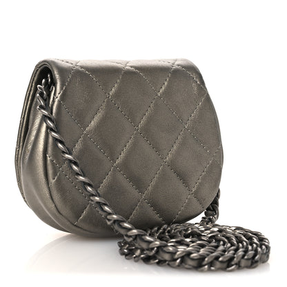 Chanel Metallic Calfskin Quilted Mini Coco Mail Clutch Ruthenium 2 of 12