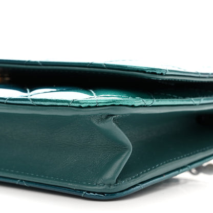 Chanel Shaded Patent Calfskin Quilted Wallet On Chain WOC Green Blue 11 of 12