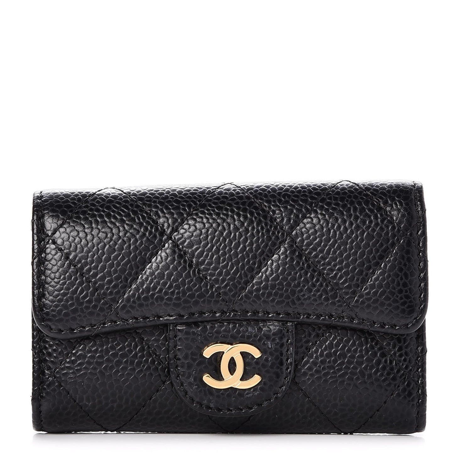 Caviar Quilted 6 Key Holder Black