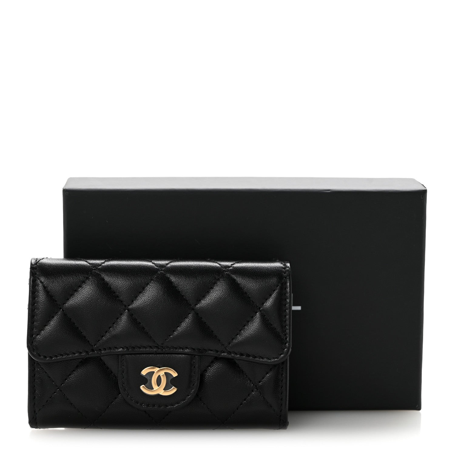 Chanel Lambskin Quilted Flap Card Holder Wallet Black 8 of 8