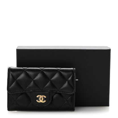 Chanel Lambskin Quilted Flap Card Holder Wallet Black 8 of 8