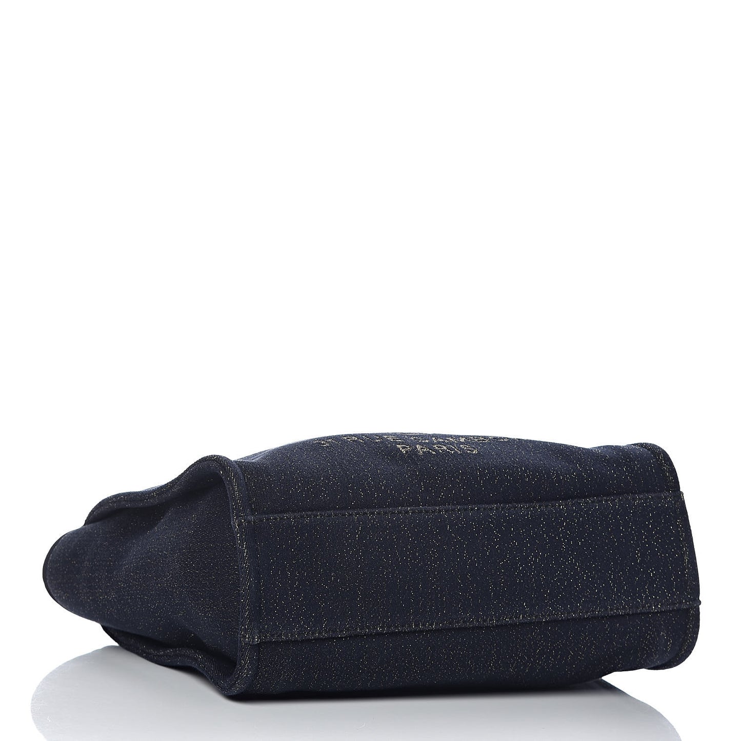 Lurex Canvas Small Deauville Tote Navy Blue Gold