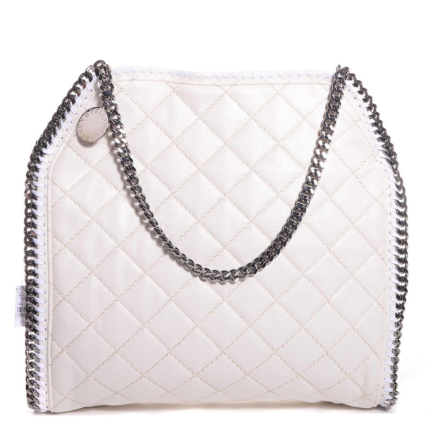 Faux Leather Quilted Small Falabella Tote White