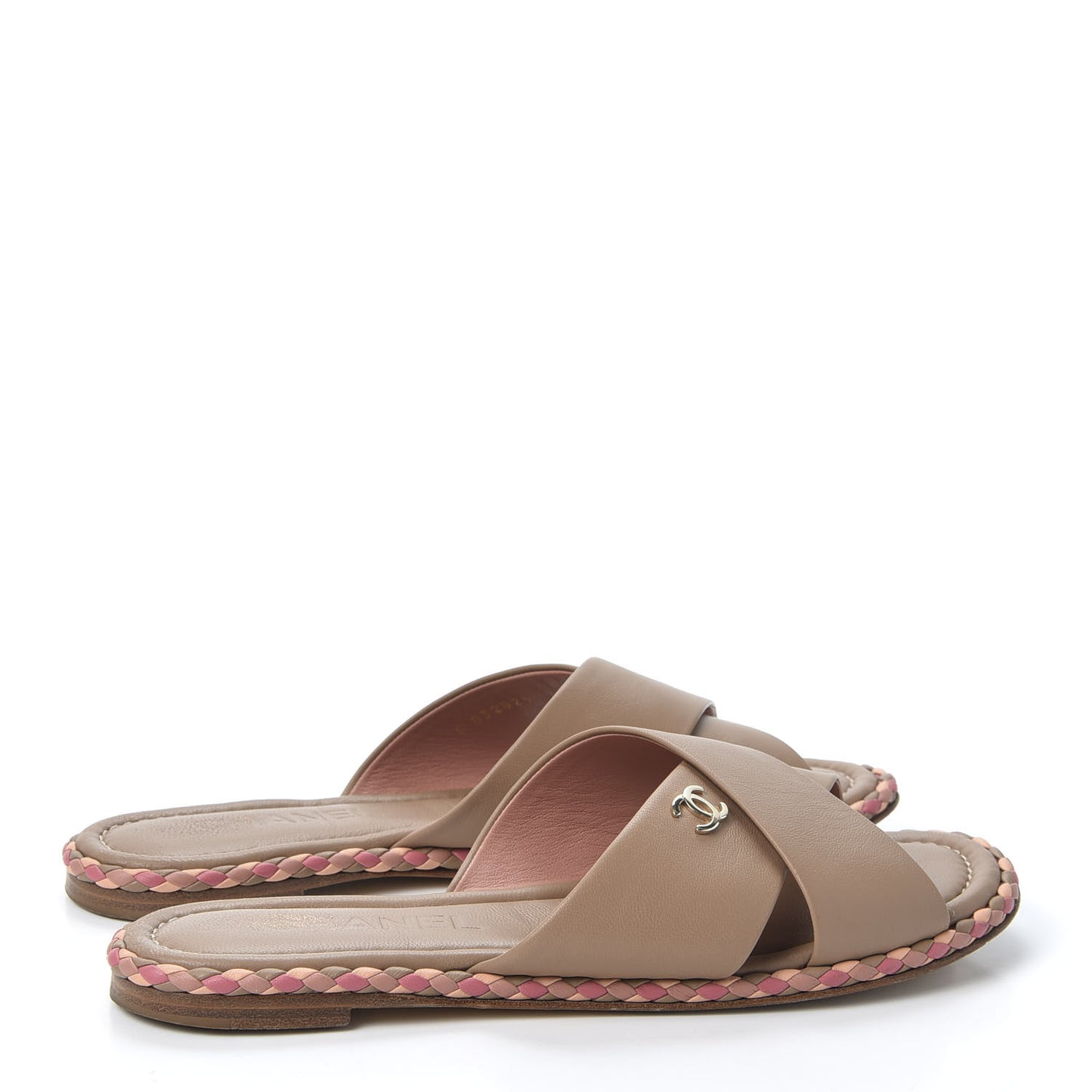 Lambskin Braided Mule Sandals 38 Light Brown