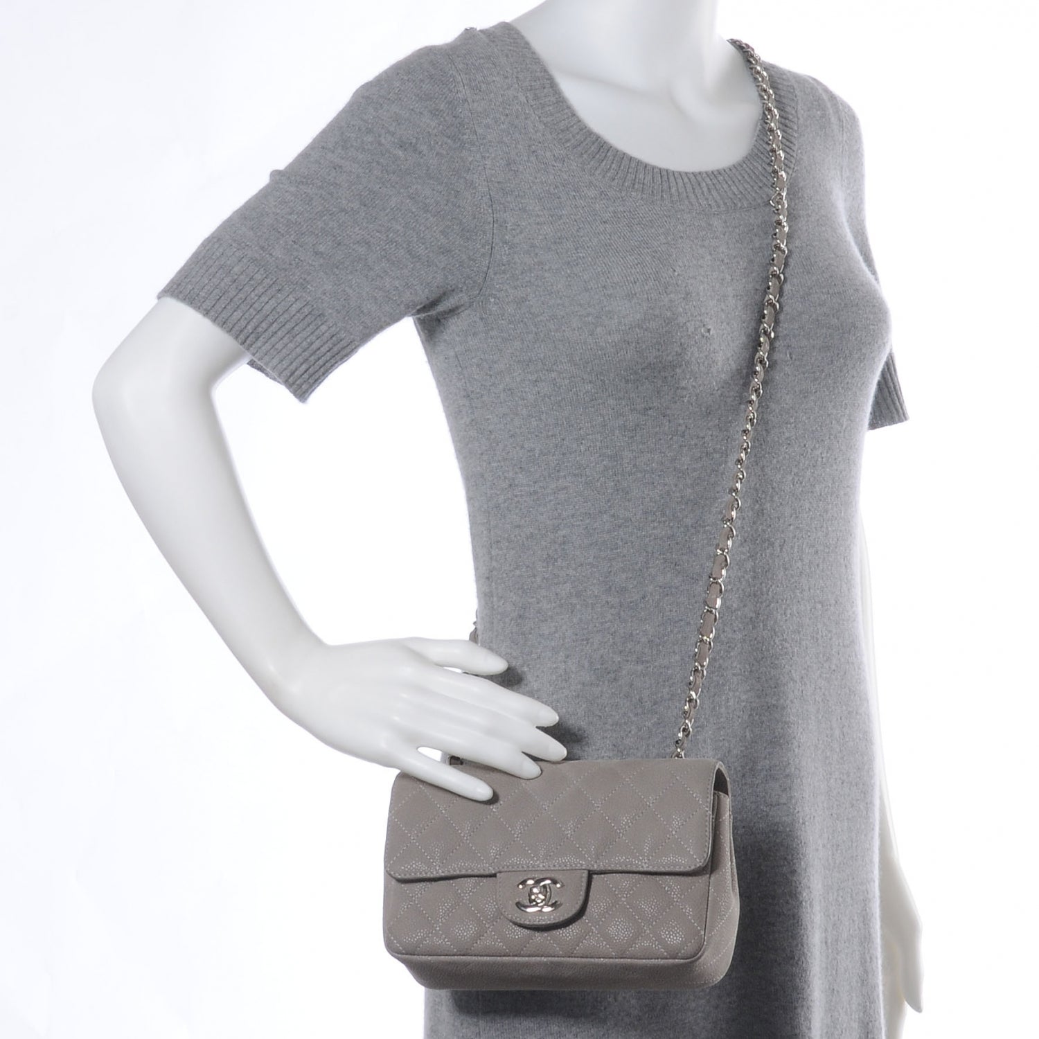 Chanel Caviar Iridescent Quilted Mini Flap Gris 2 of 8