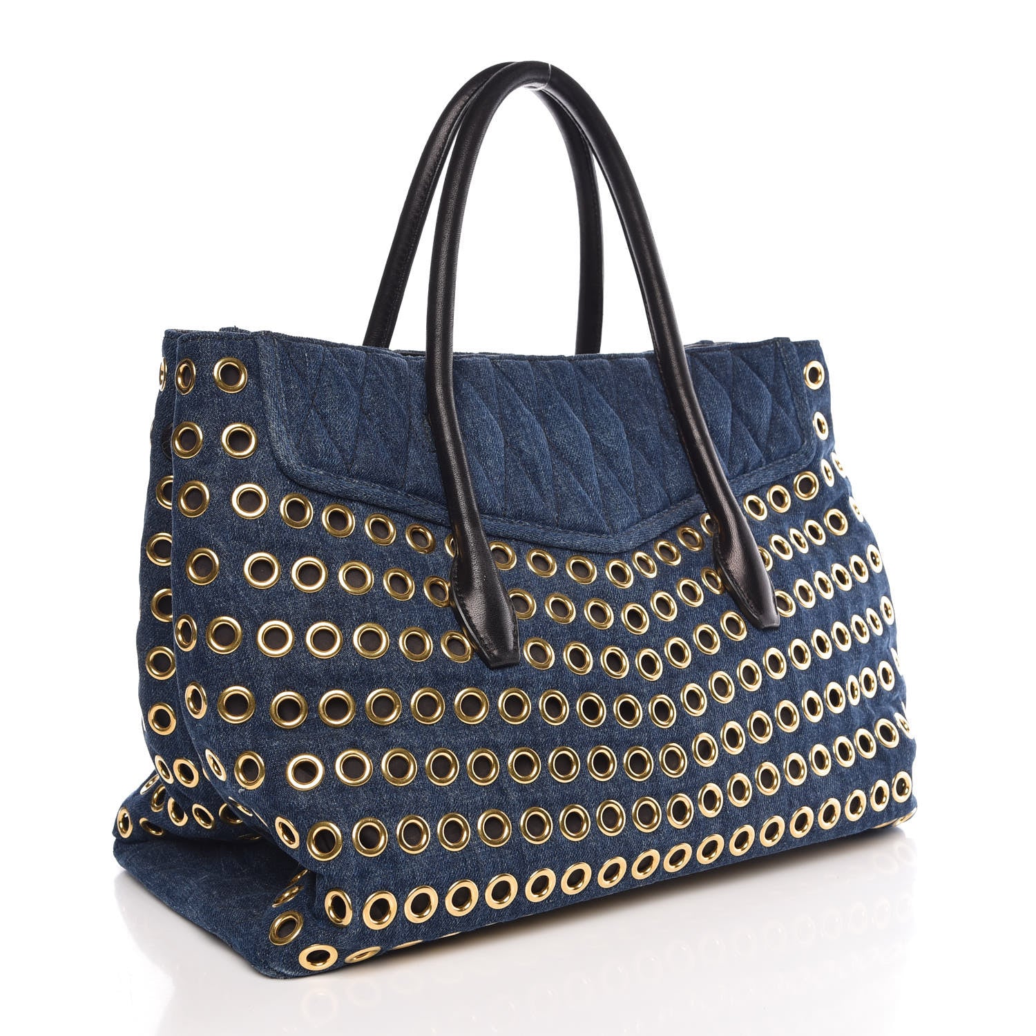 Miu Miu Denim Matelasse Grommet Tote Avio 3 of 7