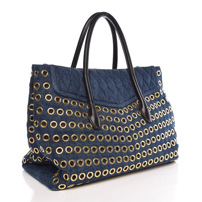 Miu Miu Denim Matelasse Grommet Tote Avio 3 of 7