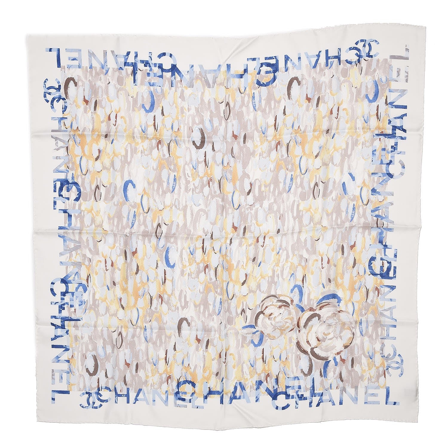 Chanel Silk Square Scarf Ivory Havana Beige 1 of 5